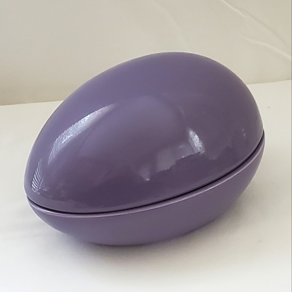 Vintage Italian Purple Ceramic Egg Trinket Easter Jewelry Dish